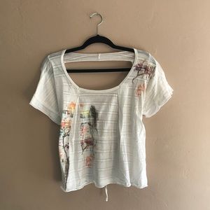 Free People Oversized Burnt Out White Blouse Small